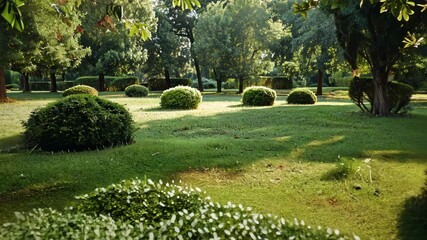Wall Mural - green park with clock tower