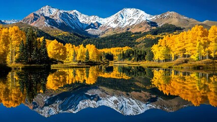 Wall Mural - yellow trees and mountains