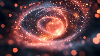 Wall Mural - abstract swirling galaxy of vibrant orange and blue particles creates a mesmerizing cosmic nebula ef