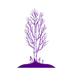 vector illustration of a tree silhouette with seasonal elements and natural design features