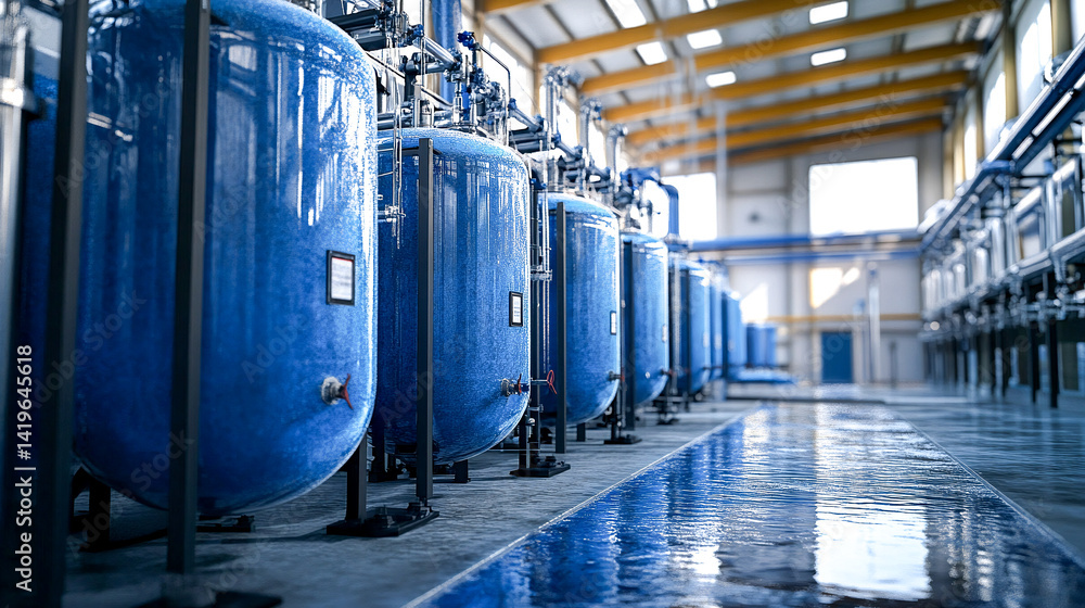 Water tanks and reverse osmosis equipment in a desalination plant Stock ...