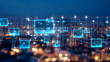 © predator - Night City Skyline With Digital Overlay