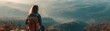 © nuttapong - Hiker admires breathtaking mountain view.