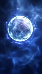 Wall Mural - vertical video of 3d animation rotating energy ball with beautiful energy charges