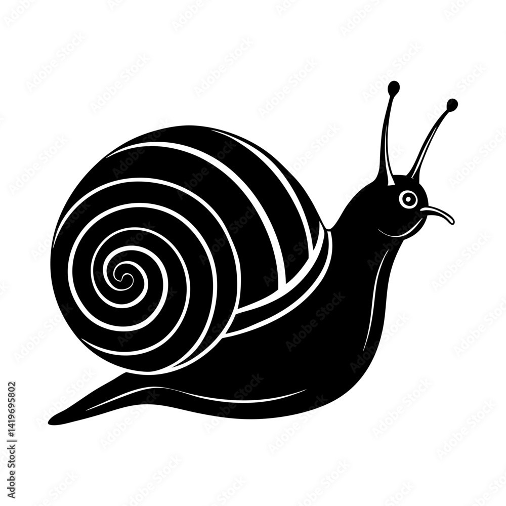 Download Snail Silhouette Vector Illustration White Background Svg File ...