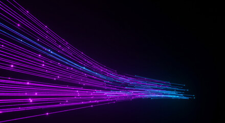Wall Mural - a digital rendering of glowing lines in shades of purple and blue against a dark background space