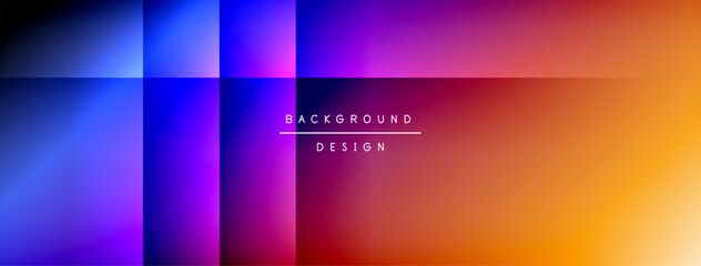 Poster - Abstract gradient background. Vivid colors blend smoothly, creating modern visual effect. Design features blue, purple, orange hues.