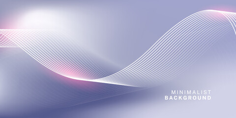 Wall Mural - abstract blue gray gradient background with shining lines waves. minimalist background for banner, p