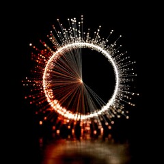 Fototapete - Circular Radiance: A Data Visualization in Orange and White Against Black, Reflecting Patterns