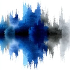 Poster - Ethereal Blue and Gray Abstract Watercolor Painting, Expressing a Delicate Balance of Color and Texture on a White Canvas
