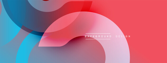 Poster - Abstract shapes overlap, creating vibrant color gradients. Red, blue, pink hues dominate design. Modern aesthetic.