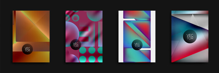 Fototapete - Abstract geometric designs. Vibrant colors blend, creating modern backgrounds. Vector graphics showcase dynamic compositions.