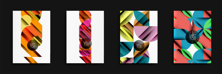 Fototapete - Abstract geometric designs. Bright colors overlap, creating dynamic compositions. Modern vector illustrations for backgrounds.
