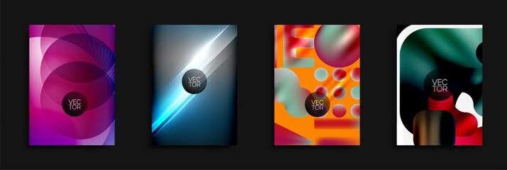 Fototapete - Abstract vibrant backgrounds. Modern designs feature geometric shapes, gradients, smooth transitions, dynamic compositions.