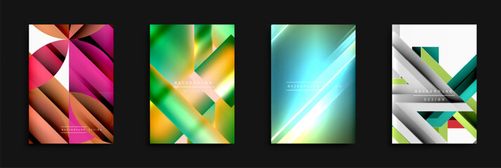 Fototapete - Abstract geometric backgrounds. Vibrant colors, dynamic shapes, modern design elements. Smooth gradients, layered textures create visual interest.