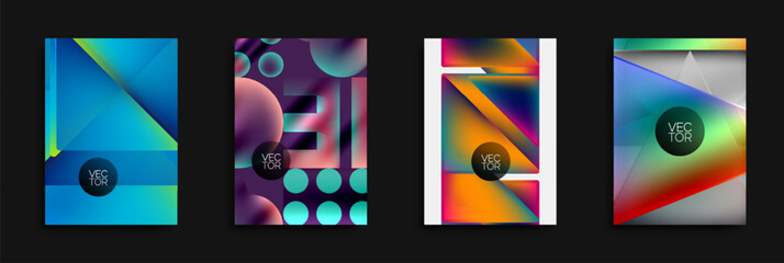 Fototapete - Abstract colorful designs. Geometric shapes overlap, creating vibrant gradients. Modern vector illustrations for backgrounds.