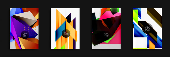 Poster - Abstract geometric designs. Bright colors, overlapping shapes, dynamic compositions. Vector illustrations for modern backgrounds.