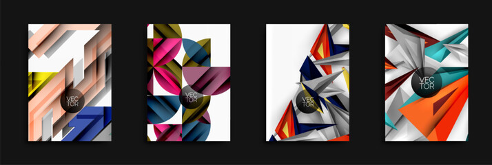 Fototapete - abstract geometric designs dominate. bright colors, sharp angles, overlapping shapes create modern v