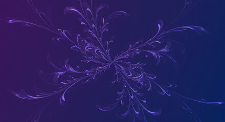 Wall Mural - abstract purple floral design on a dark blue background with a radial pattern in the center