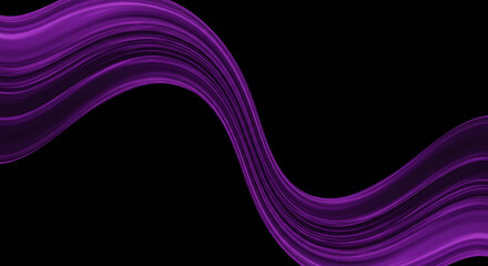 Wall Mural - a purple ribbon flowing diagonally across a black background with subtle light reflections visible