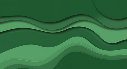 Wall Mural - abstract green background with wavy layers creating a depth effect and smooth transitions