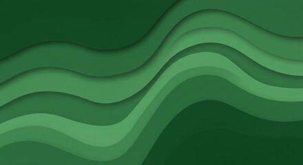 Wall Mural - abstract green wavy lines background with varying shades of green and subtle shadow effects design