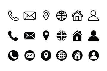 business card icon set, contact information icon