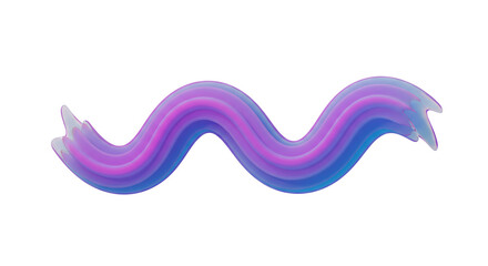 Wall Mural - a wavy brushstroke with a gradient of blue and purple on a plain white background is isolated