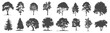 © NT clip art only - Set of trees simple and realistic black fill branch and twig plant forest SVG. transparent background illustration.