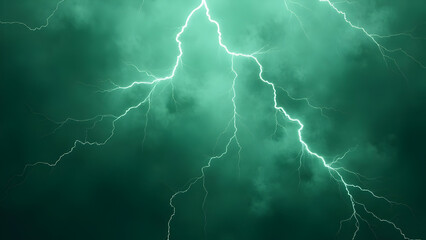 a green sky with lightning bolts