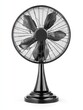 © A4719 - Black metallic desk fan with five blades on a white background.