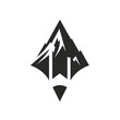 © Alam - Pencil forming a mountain peak silhouette black color logo on white background