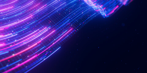 Wall Mural - closeup of bigdata light speed flow. abstract digital data stream of quantum computing. cyberspace o