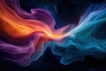 Wall Mural - Mesmerizing abstract clouds of vibrant colors in a cosmic nebula. Digital illustration for backgrounds.