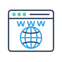 Fototapete - Browser with WWW Icon Representing Global Website and Online Access