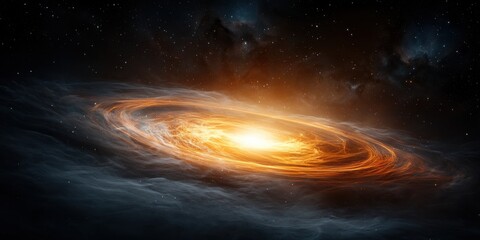 Wall Mural - Fiery Galactic Nebula in Deep Space, Spiral Structure, Cosmic Energy Burst, Starry Background, Abstract Universe Art