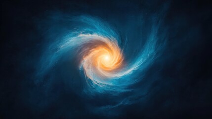 Wall Mural - Abstract depiction of a swirling galaxy with vibrant blue and orange hues against a dark backdrop.