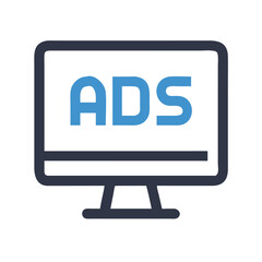 Fototapete - Monitor with Ads Icon Representing Digital Advertising and Online Marketing Display
