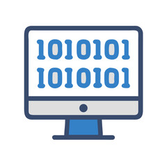 Aufkleber - Monitor with Binary Code Icon Representing Data Processing and Digital Information System