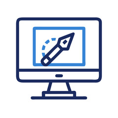 Leinwandbilder - Monitor with Vector Design Icon Representing Graphic Design and Digital Illustration Workstation
