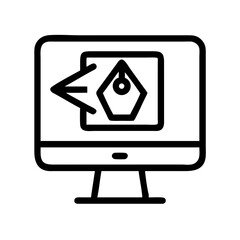 Fototapete - Monitor with Vector Design Icon Representing Graphic Design and Digital Illustration Workstation