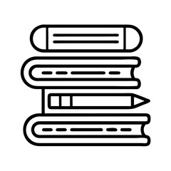 Poster - Stacked Books with Pencil Icon Representing Study and Educational Writing Tools