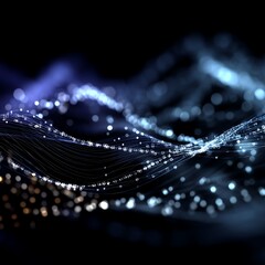 Wall Mural - abstract data stream visualization with luminous particles on dark background creates modern effect.