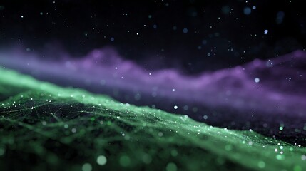 Wall Mural - abstract digital landscape with interconnected network and cosmic sky for future technology