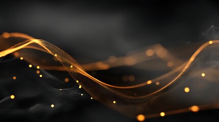 Wall Mural - abstract golden light waves flowing on black background elegant and modern design style image