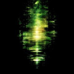 Wall Mural - abstract green and yellow glowing light structure on black background design element concept