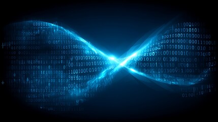 Wall Mural - abstract information stream data flow in cyberspace with binary code representation digital network.