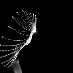Wall Mural - abstract light trails emanating in darkness illuminated digital art on plain black background