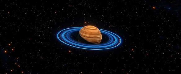 Wall Mural - Cosmic Planet: Serene Rings, Starry Night