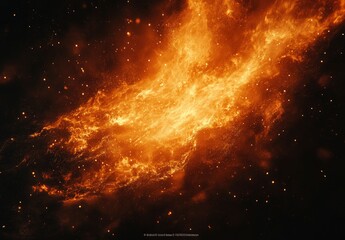 Wall Mural - Fiery Nebula: A Cosmic Dance of Orange and Gold